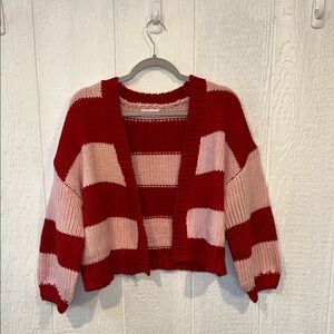 NEW Pink Lily Striped Red and Pink Women's Sweater Knit